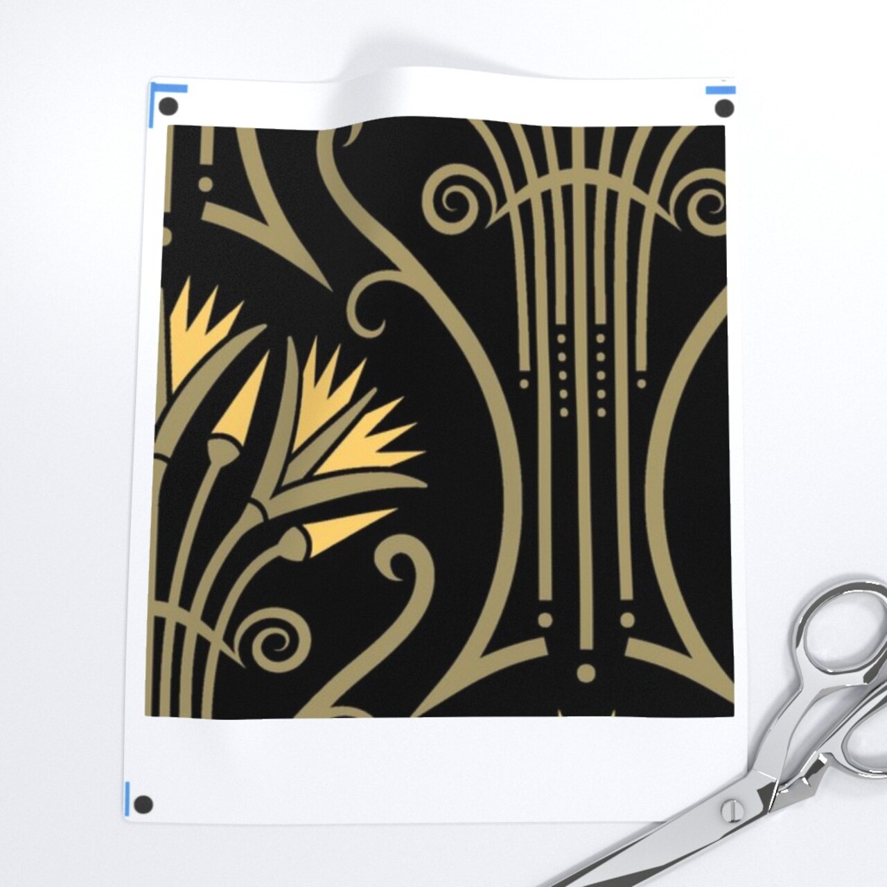 Floral Damask Black Yellow Abstract Flowers Vintage Glam Custom Printed Fabric by Spoonflower Various Fabrics by the Yard or Fat Quarter